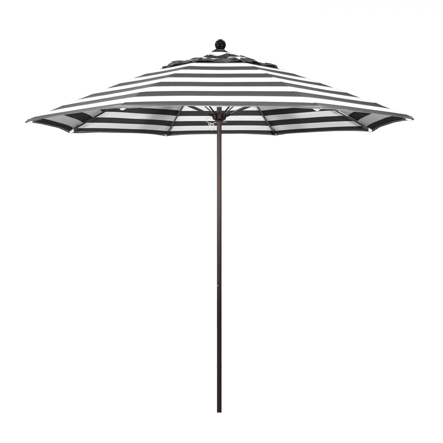 California Umbrella Venture Series 9 Ft Octagonal Aluminum Patio Umbrella W/ Push Lift & Fiberglass Ribs - Bronze Frame / Sunbrella Cabana Classic Canopy