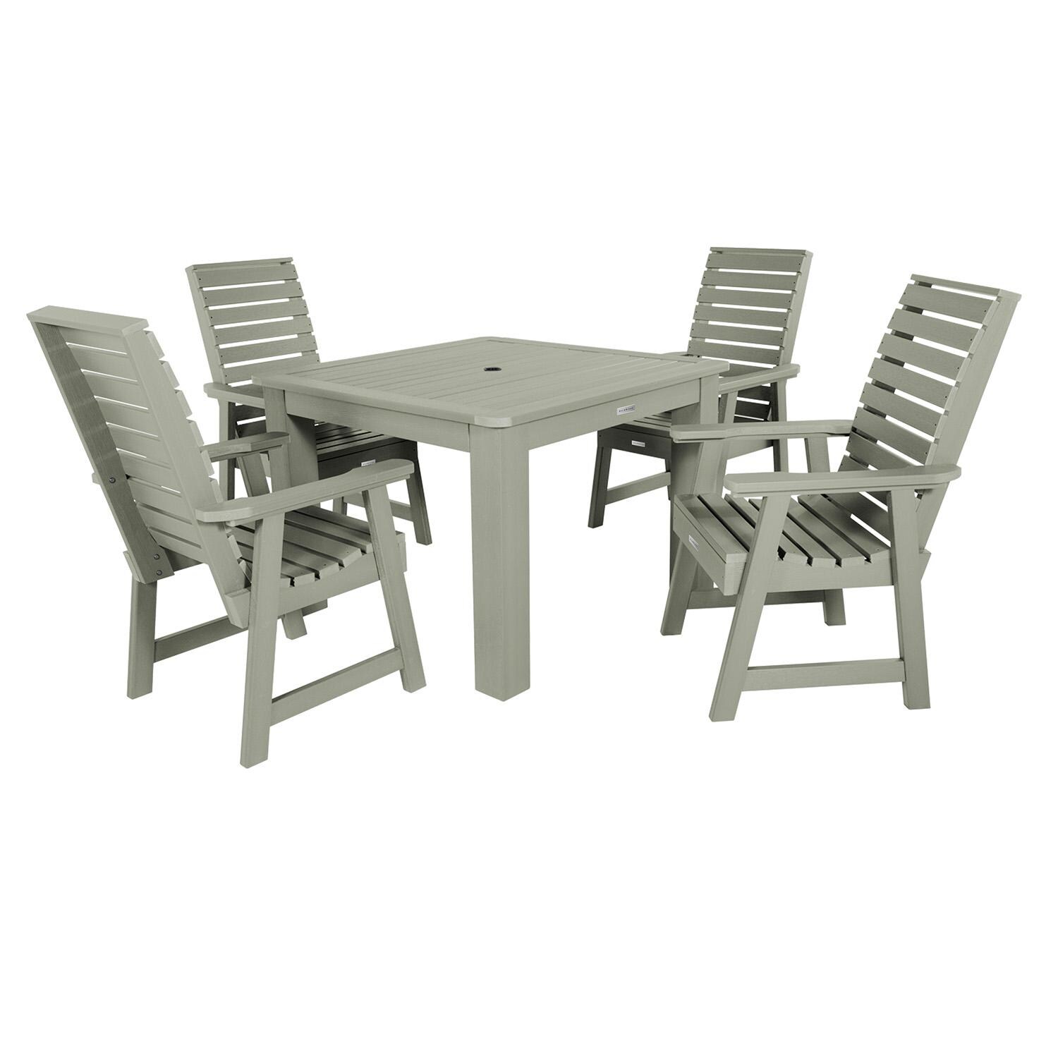 Elm Pointe 5 Pc Square Dining Set in Eucalyptus By Lakeview Outdoor Designs - White Background thumbnail