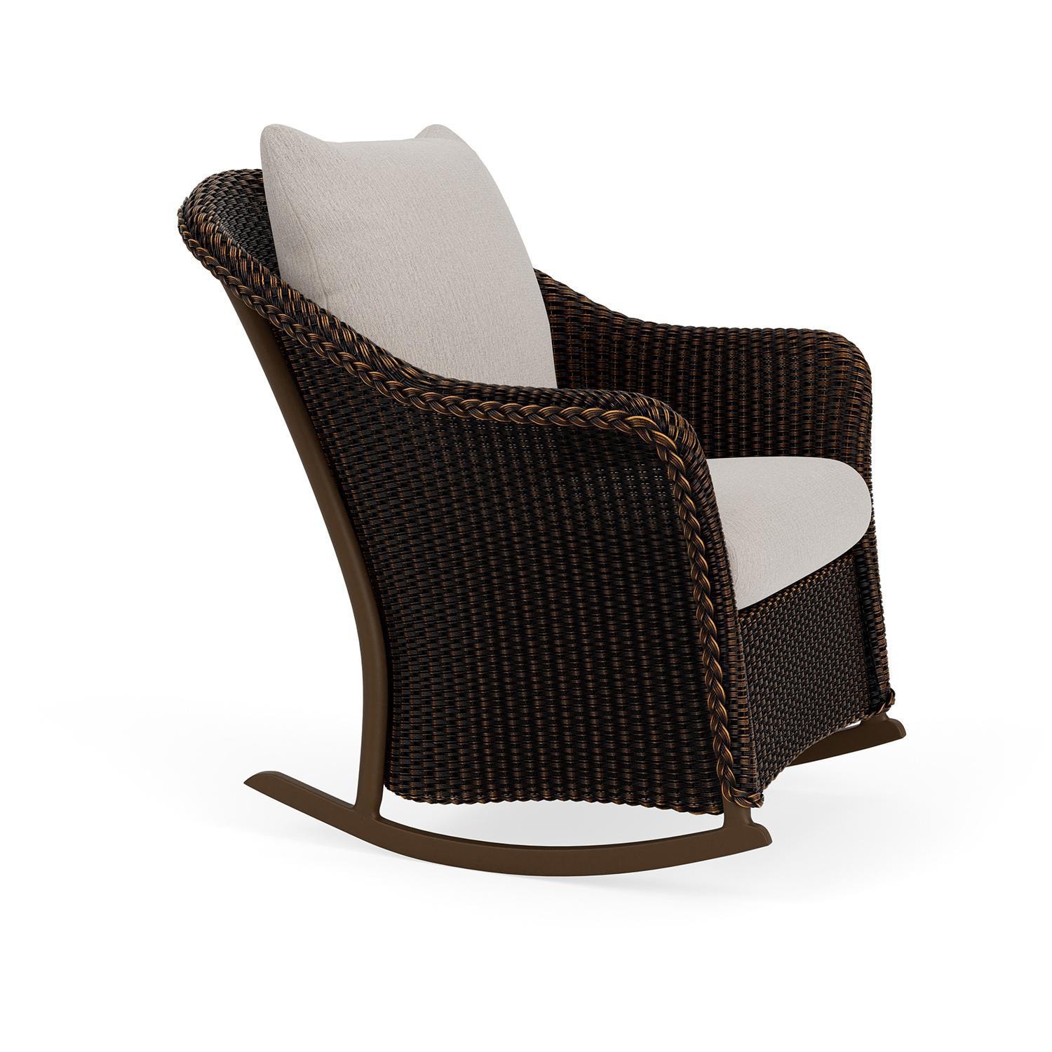 Lloyd Flanders Weekend Retreat Lounge Rocker in Mink Finish W/ Remy Cloud Fabric - Angled thumbnail