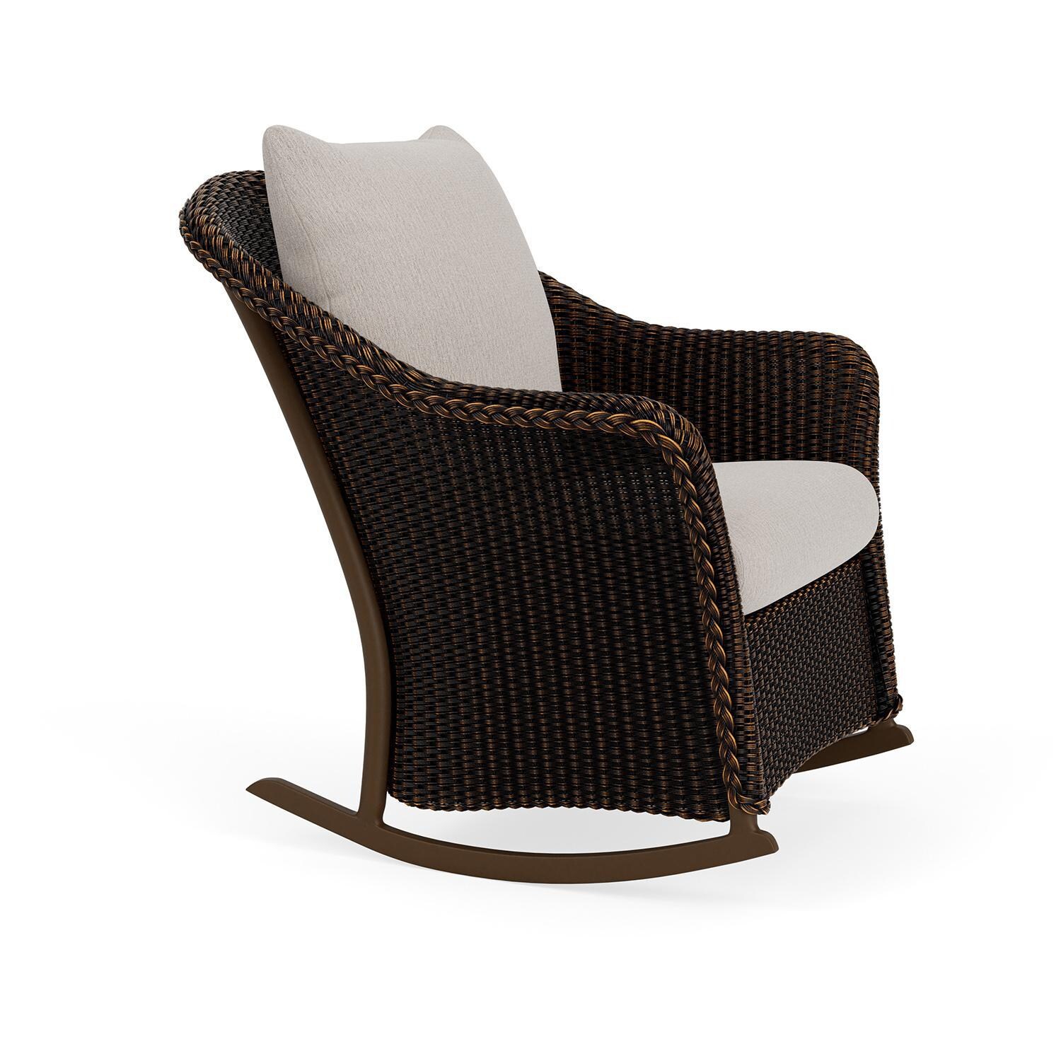 Lloyd Flanders Weekend Retreat Lounge Rocker in Mink Finish W/ Remy Cloud Fabric - Angled thumbnail
