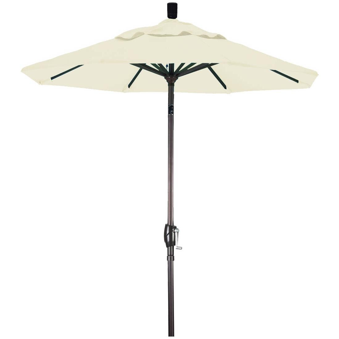 California Umbrella 6 Ft. Octagonal Aluminum Push Button Tilt Patio Umbrella W/ Crank Lift & Aluminum Ribs - Bronze Frame / Sunbrella Canvas Canvas Canopy