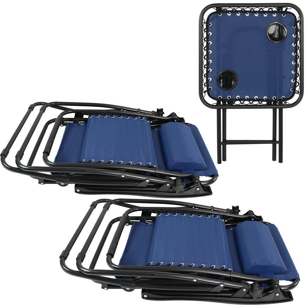 Ultimate Patio Zero Gravity Reclining Lounge Chairs W/ Pillows, Cup Holders, & Matching Table - Folded Set - Detail thumbnail