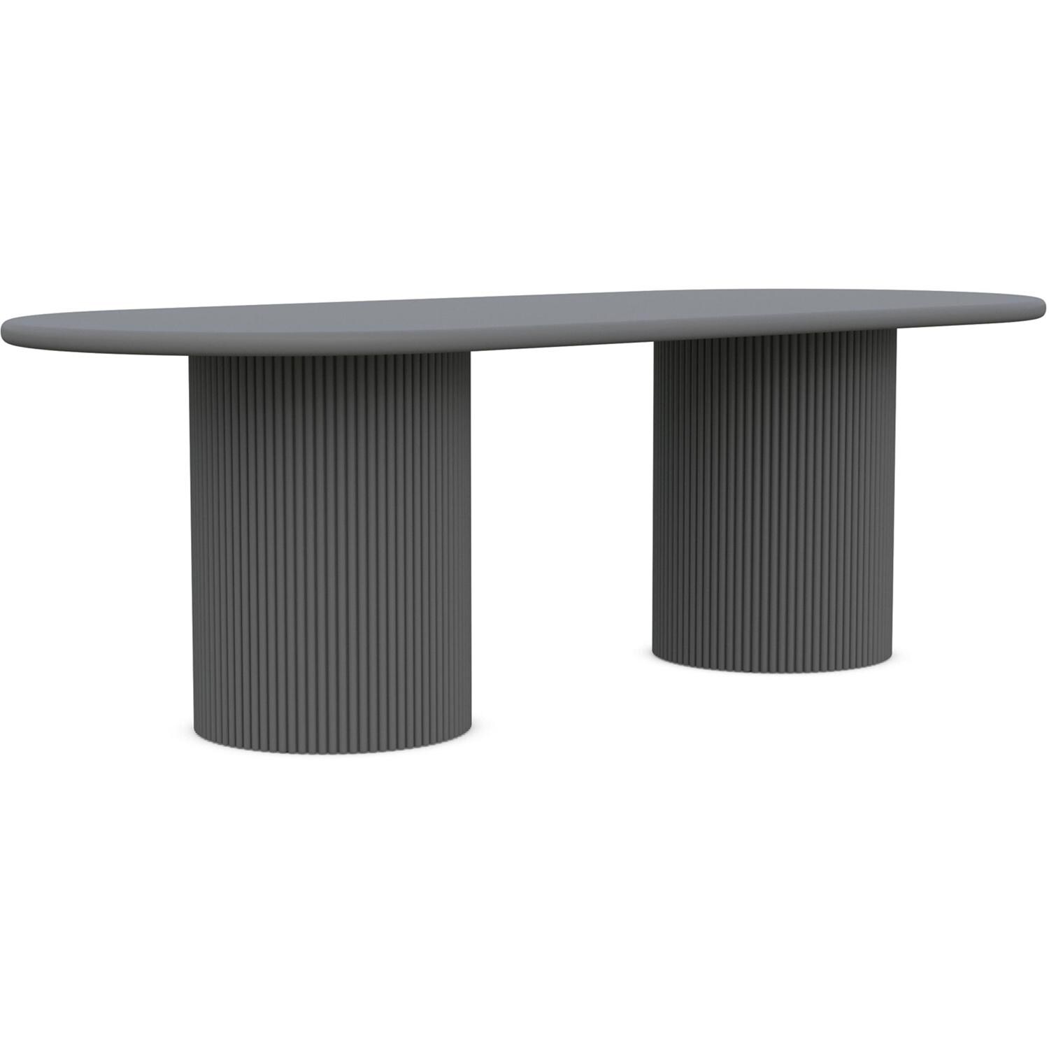 Azzurro Living Palma 96 Inch Charcoal Aluminum Dining Table - Angled - White Background thumbnail