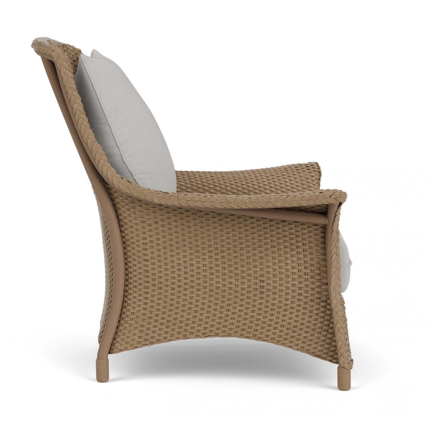 Lloyd Flanders Mandalay Lounge Chair in Fawn Finish with Tundra Dove fabric - Side thumbnail