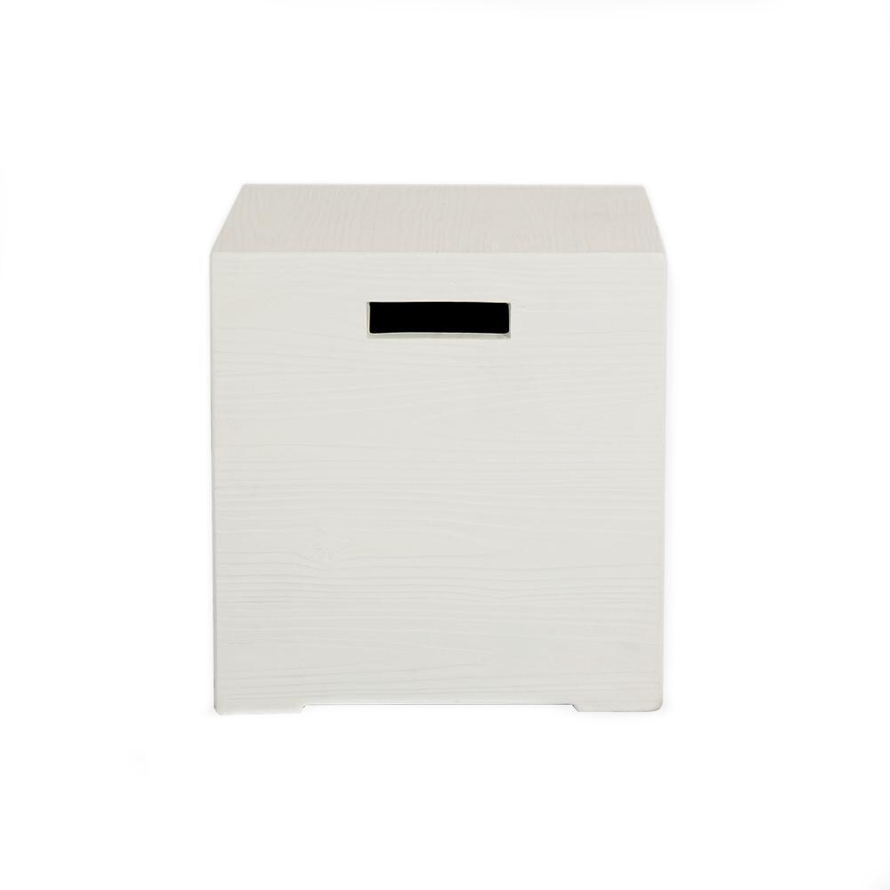 Sunset West Bazaar 20-in Square GRFC Faux Bois Tank Cover - Bone - Front View - White Background thumbnail