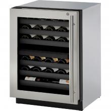 U-Line 3000 Series 24-Inch 43 Bottle Left Hinge Dual Zone Wine Captain With Lock - Stainless Steel - U-3024ZWCS-15B image