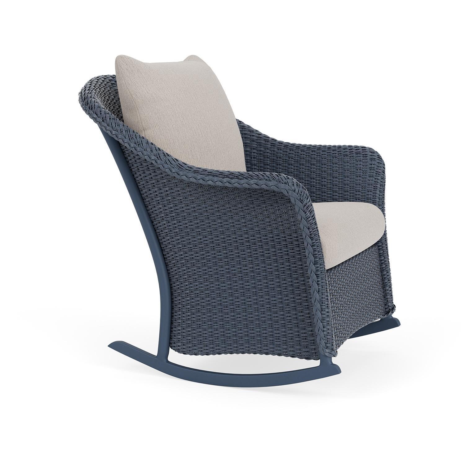 Lloyd Flanders Weekend Retreat Lounge Rocker in Denim Blue Finish W/ Remy Cloud Fabric - Angled thumbnail