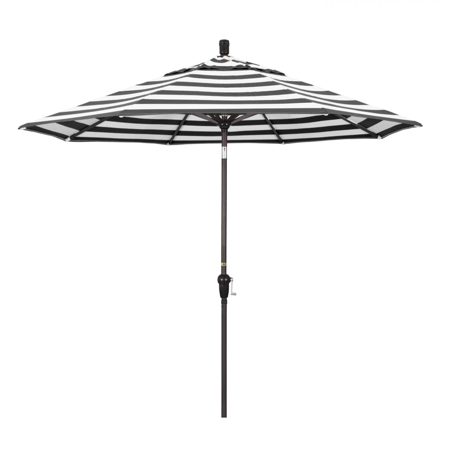 California Umbrella Sunset Series 9 Ft Octagonal Aluminum Auto Tilt Patio Umbrella W/ Crank Lift - Bronze Frame / Sunbrella Cabana Classic Canopy thumbnail
