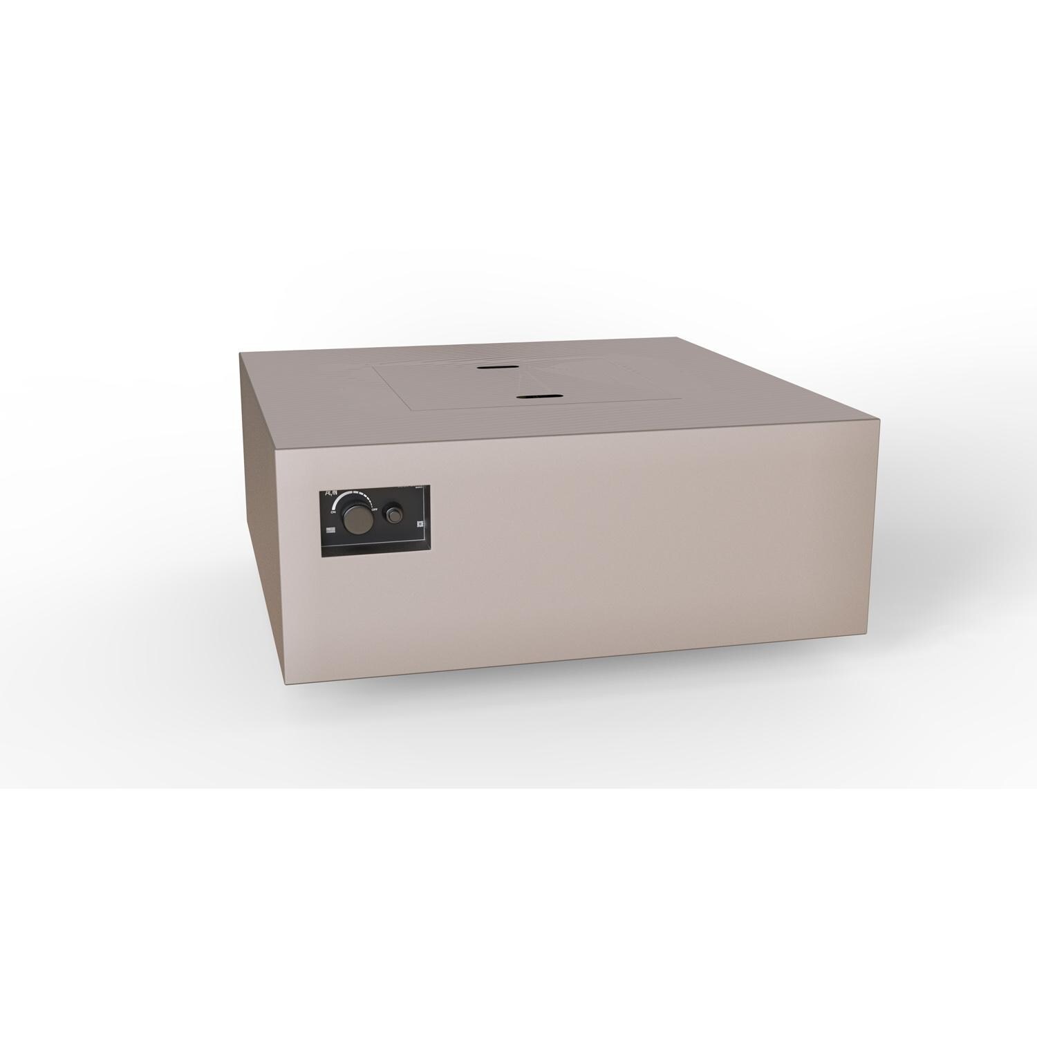 AON 40 Inch Square Powder Coated Steel Natural Gas Fire Pit Table W/ Platinum Ignition in Sand Pebble By Warming Trends - Angled View - White Background thumbnail