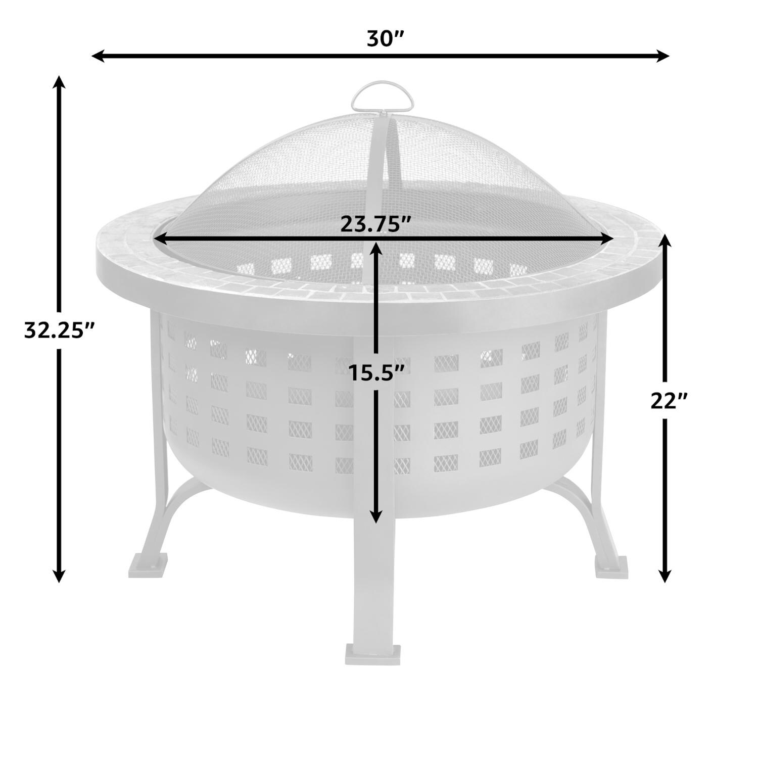 Ultimate Patio SC62240 Carondelet 30-Inch Round Slate Top Wood Burning Fire Pit - Dimensions thumbnail