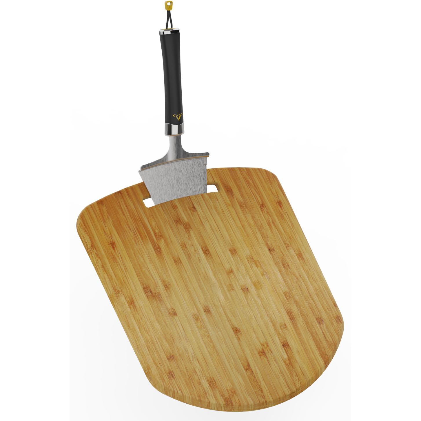 HALO HZ-3022 6-Piece Cook & Serve Pizza Peel Kit - Inserting Server into Peel thumbnail