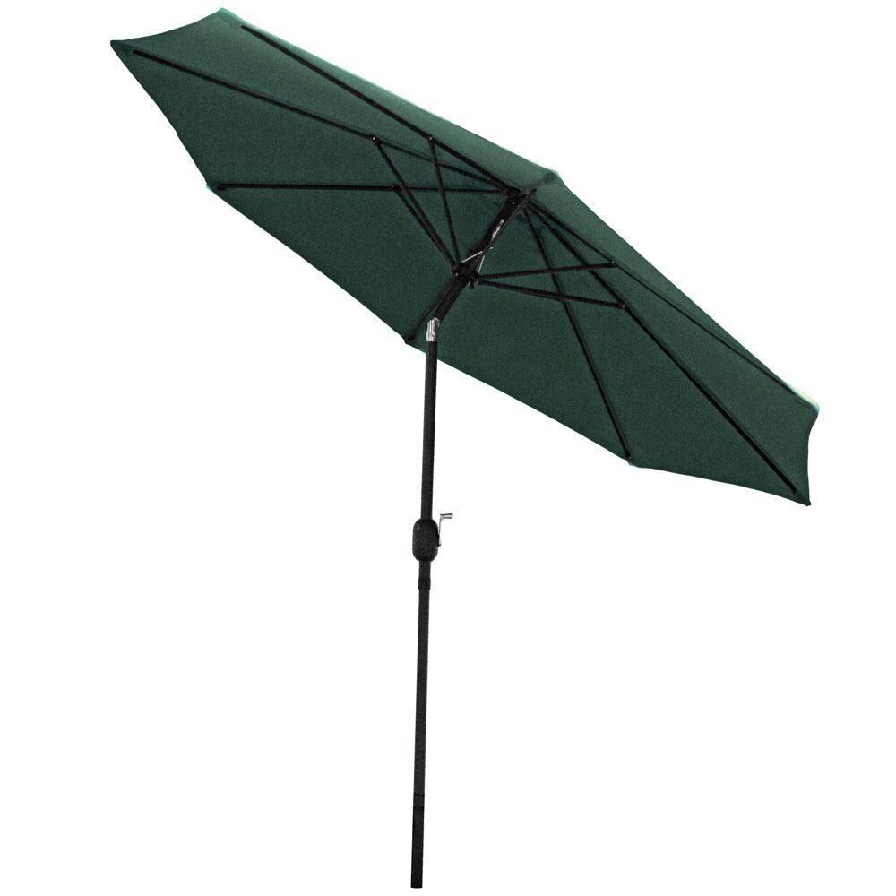 Ultimate Patio 9 Ft. Octagonal Patio Umbrella W/ Crank Lift - Green - Tilted thumbnail