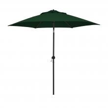 Astella 9 Ft. Aluminum Push Tilt Patio Umbrella W/ Crank Lift - Black Frame / Polyester Hunter Green Canopy