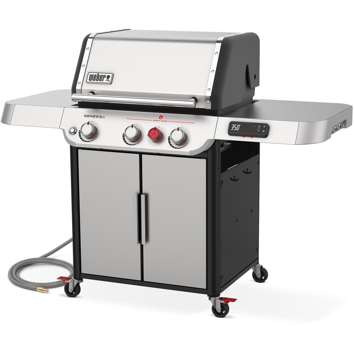 Weber GENESIS 37500001 SX-325s Natural Gas Smart Grill with Sear Burner - Stainless Steel - Right-Side Angled View - White Background thumbnail