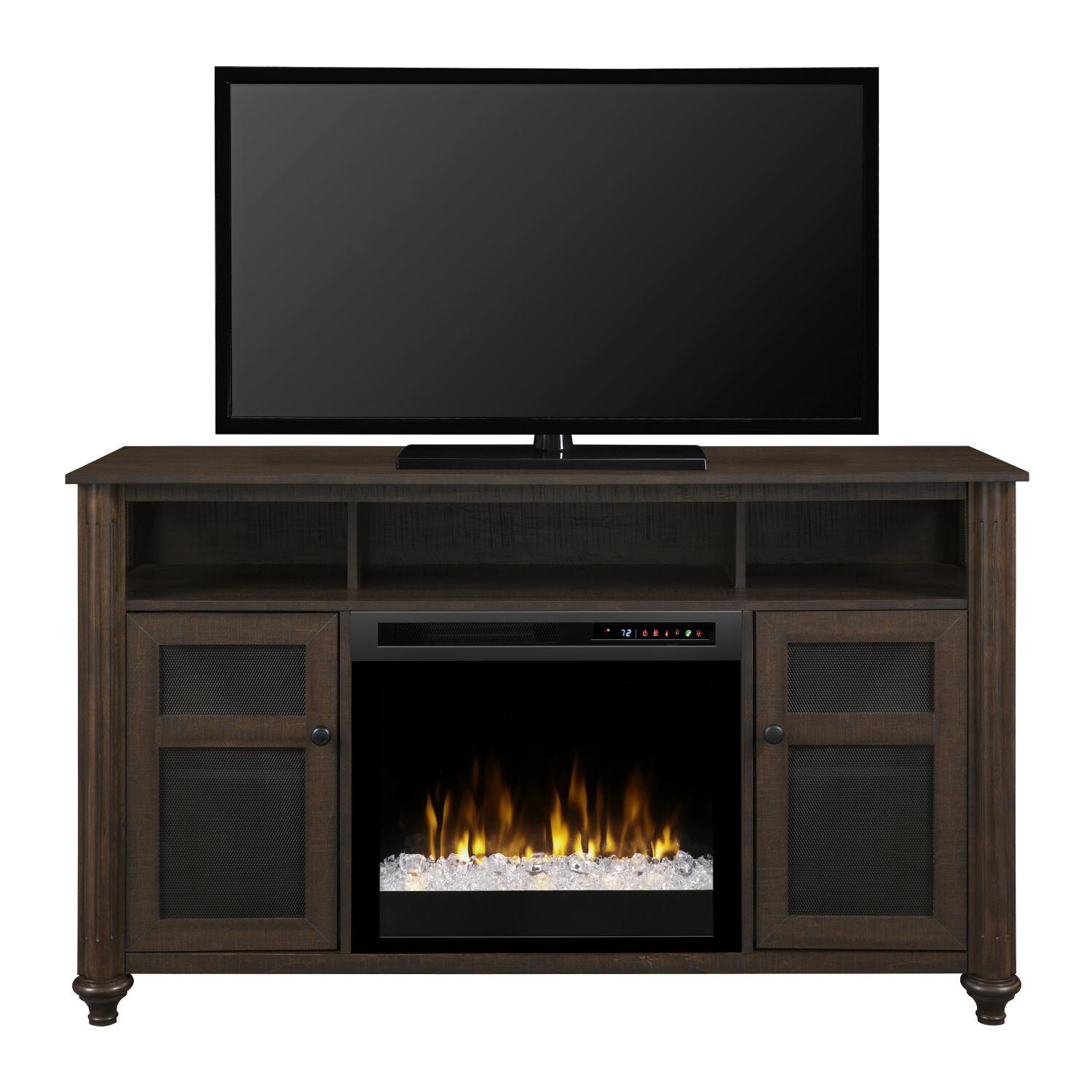 Dimplex - GDS23G8-1904GB - Xavier Entertainment Center with Acrylic Ice Glass Ember Bed Electric Fire Place - Front View - In Use Example thumbnail