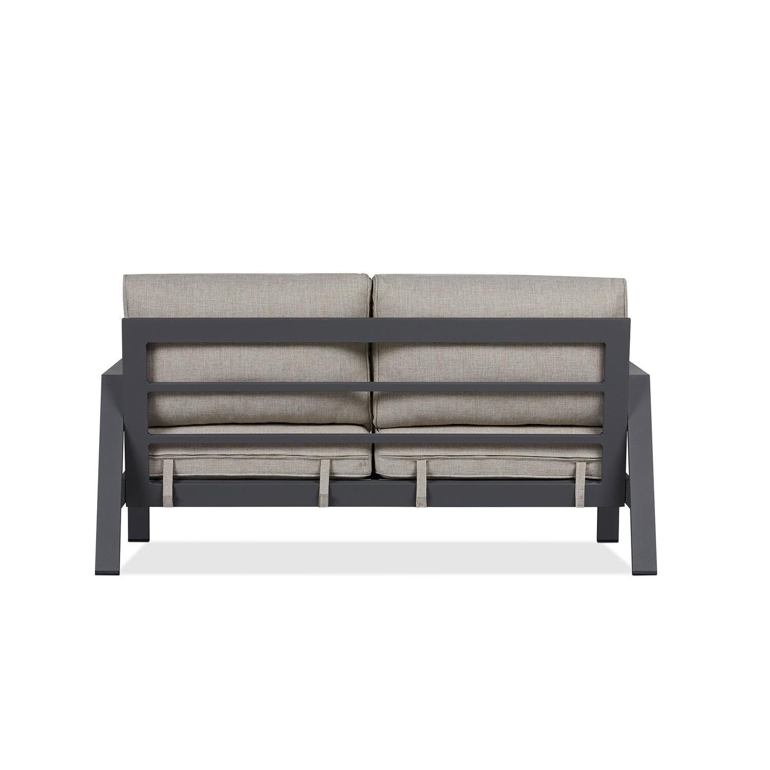 Lakeview Outdoor Designs SC2022WSTA Red Flame Elysian Aluminum Outdoor Two Seat Sofa With Cushions in Weathered Slate - Back thumbnail