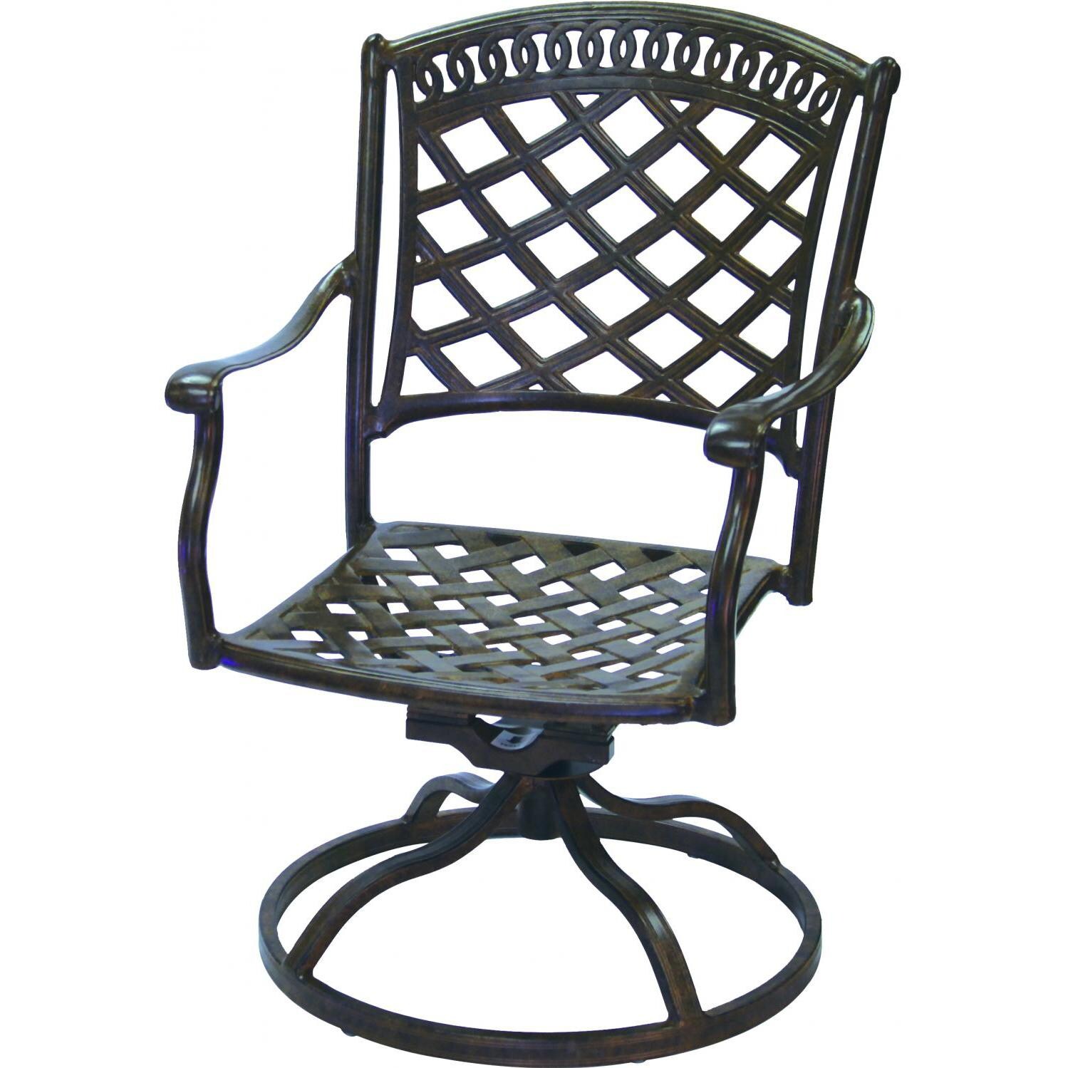 Sedona Cast Aluminum Swivel Rocker Dining Chair in Antique Bronze/Sesame by Darlee