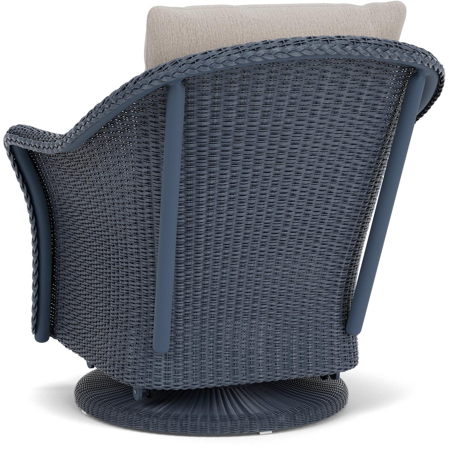Lloyd Flanders Weekend Retreat Swivel Glider Lounge Chair in Denim Blue Finish W/ Remy Cloud Fabric - Back Left thumbnail