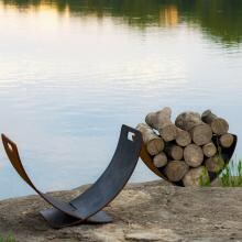 Wings Of Flight Handmade Steel Log Rack by Fire Pit Art image