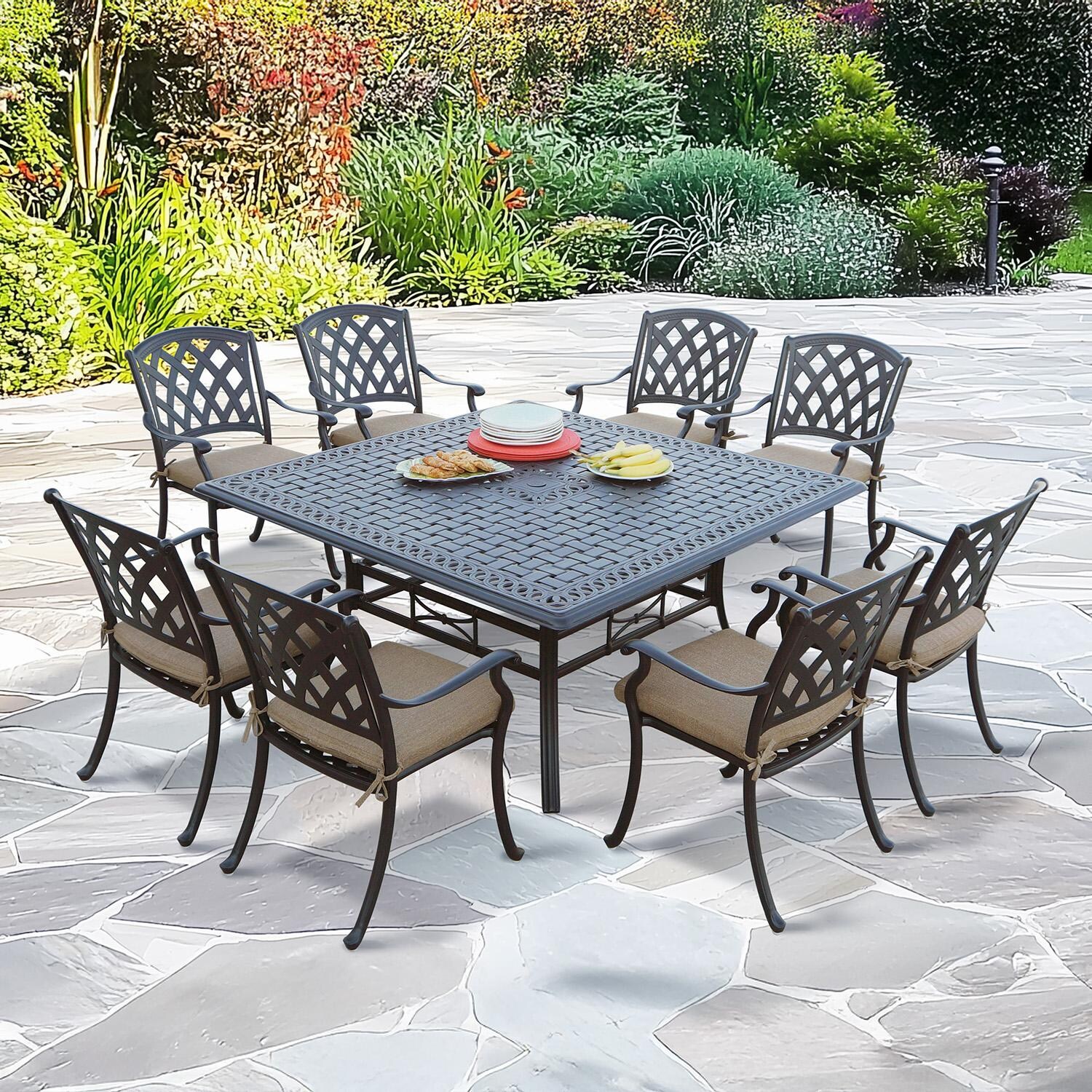 Darlee B/201630-9PC-88W Ocean View 9 Pc Cast Aluminum Dining Set in Antique Bronze - Set - Lifestyle thumbnail