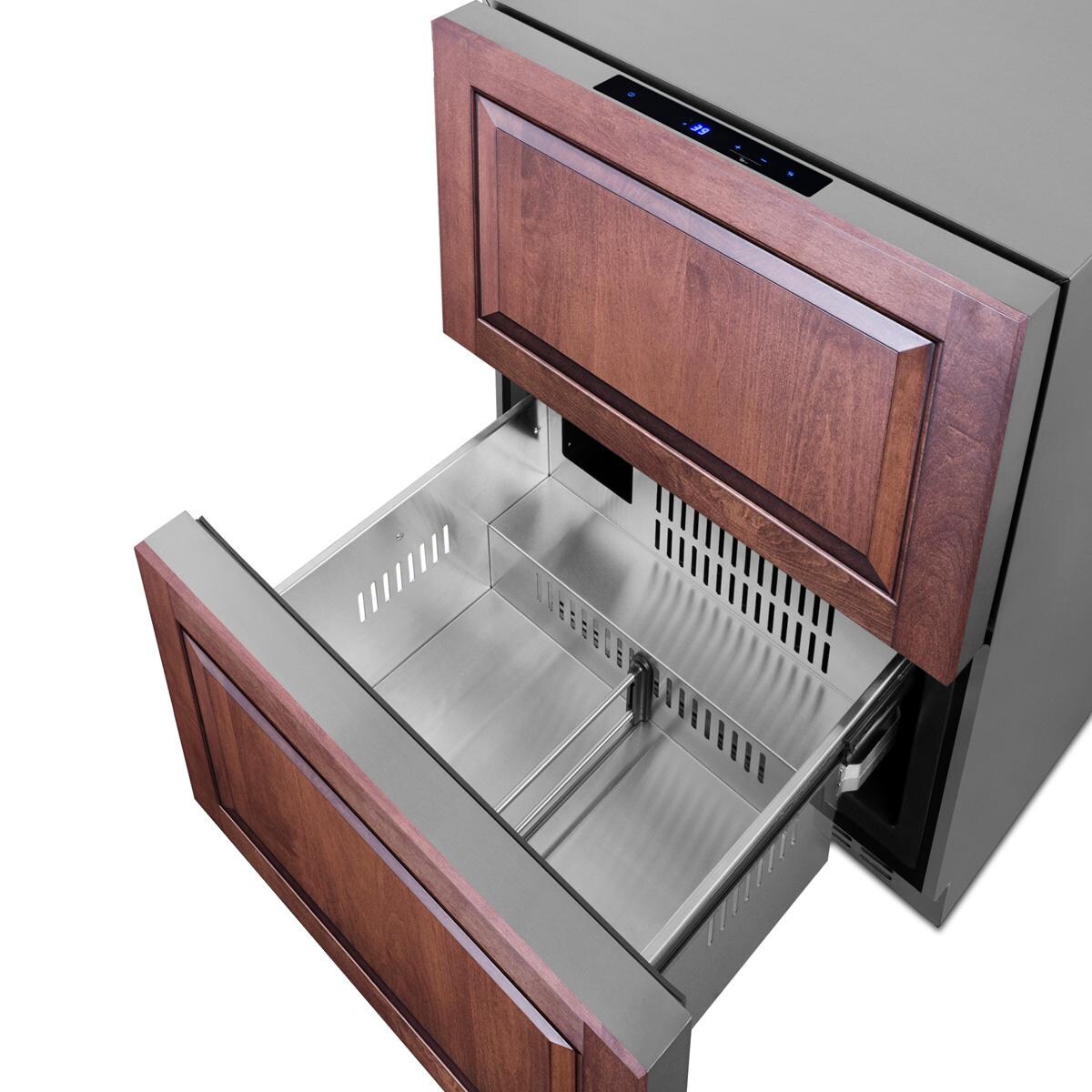 Summit ADRD241CSS 24-Inch 3.7 Cu. Ft. 2-Drawer All-Refrigerator - Custom Panel - Bottom Drawer Open thumbnail