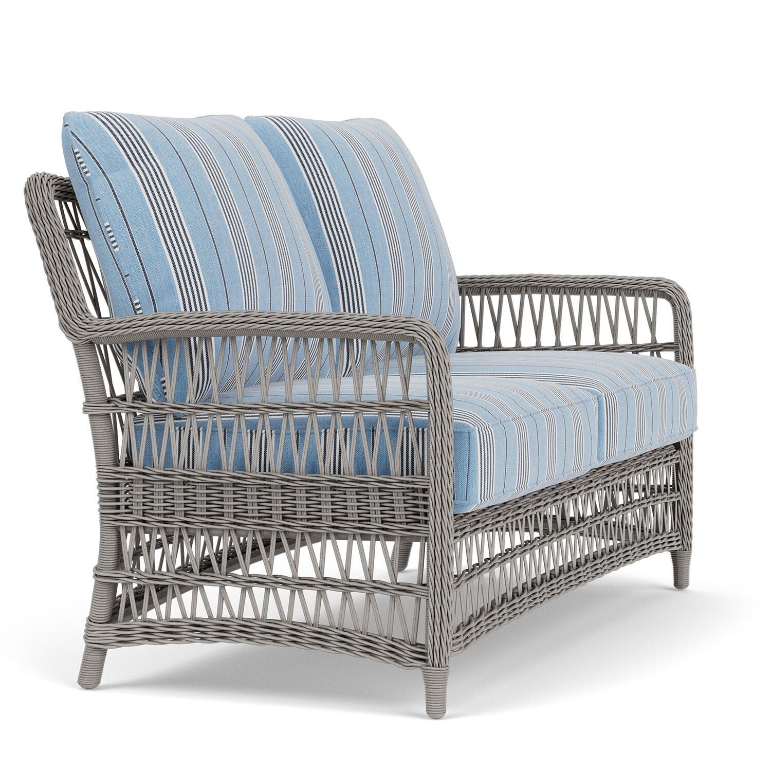 Lloyd Flanders Mackinac Loveseat in Putty Finish with Hansen Sky Fabric - Right Side thumbnail