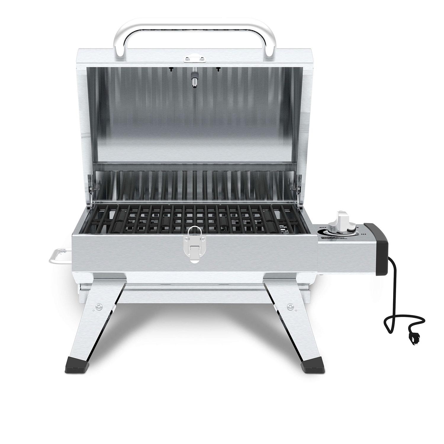 GrillPro 201119 Countertop Electric Tabletop Grill - Lid Up - Front View - White Background thumbnail
