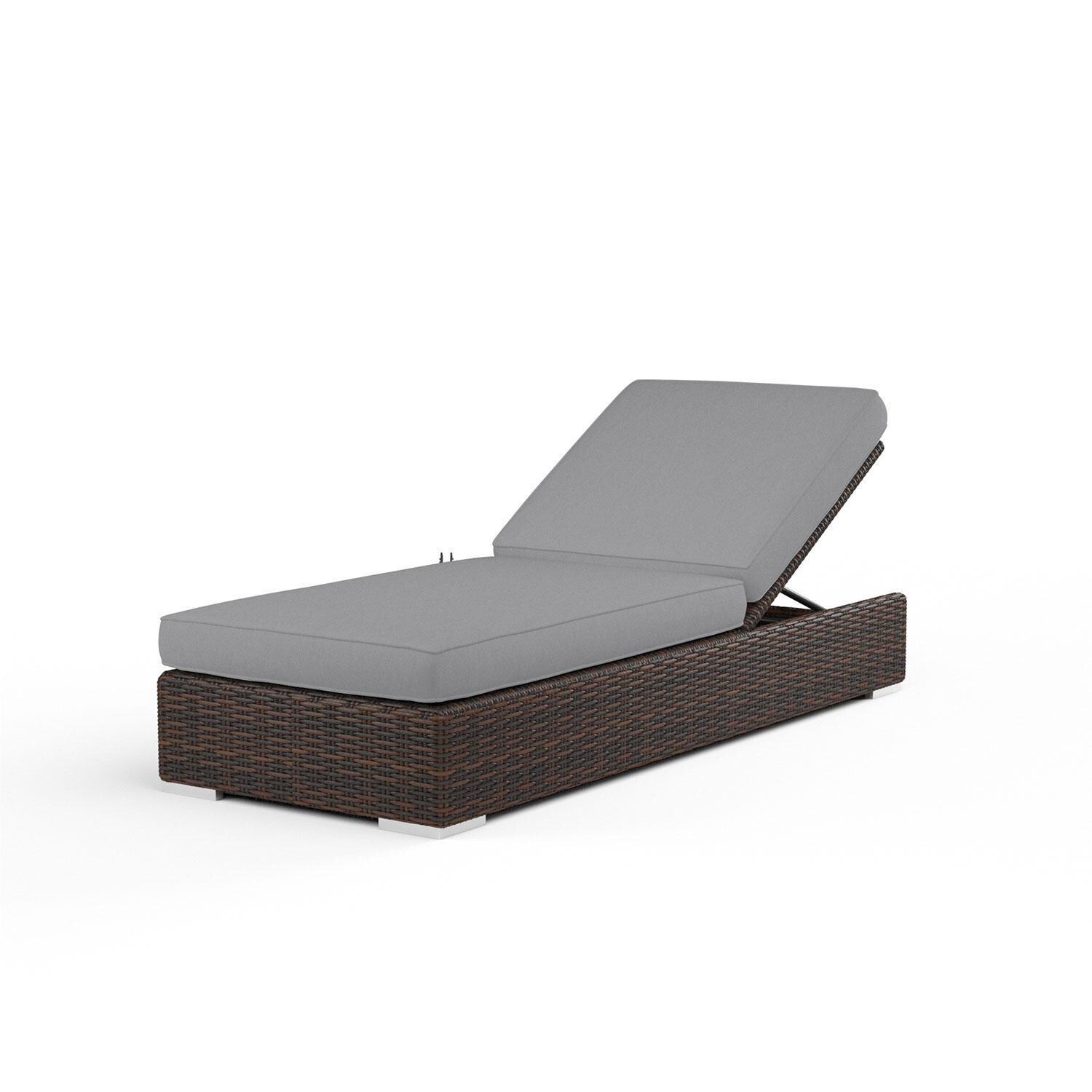 Montecito Wicker Patio Adjustable Chaise Lounge in Canvas Granite w/ Self Welt By Sunset West - Display - White Background thumbnail