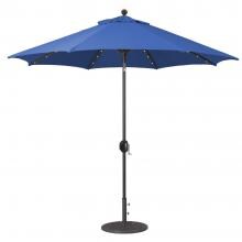 Galtech 9 Ft. Lighted Octagonal Aluminum Patio Market Umbrella W/ Crank Lift And Auto Tilt - Antique Bronze Frame W/ Sunbrella Canvas True Blue Canopy