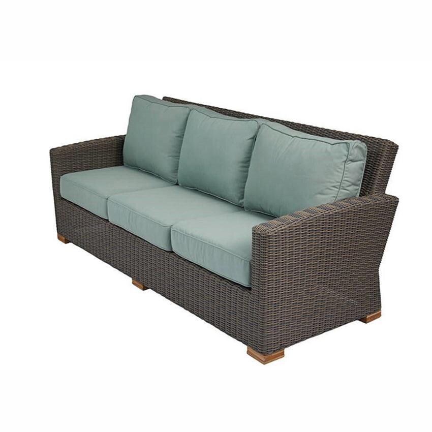 Sanibel 3 Person Wicker Sofa w/ Sunbrella Cushions in Canvas Spa by Royal Teak Collection