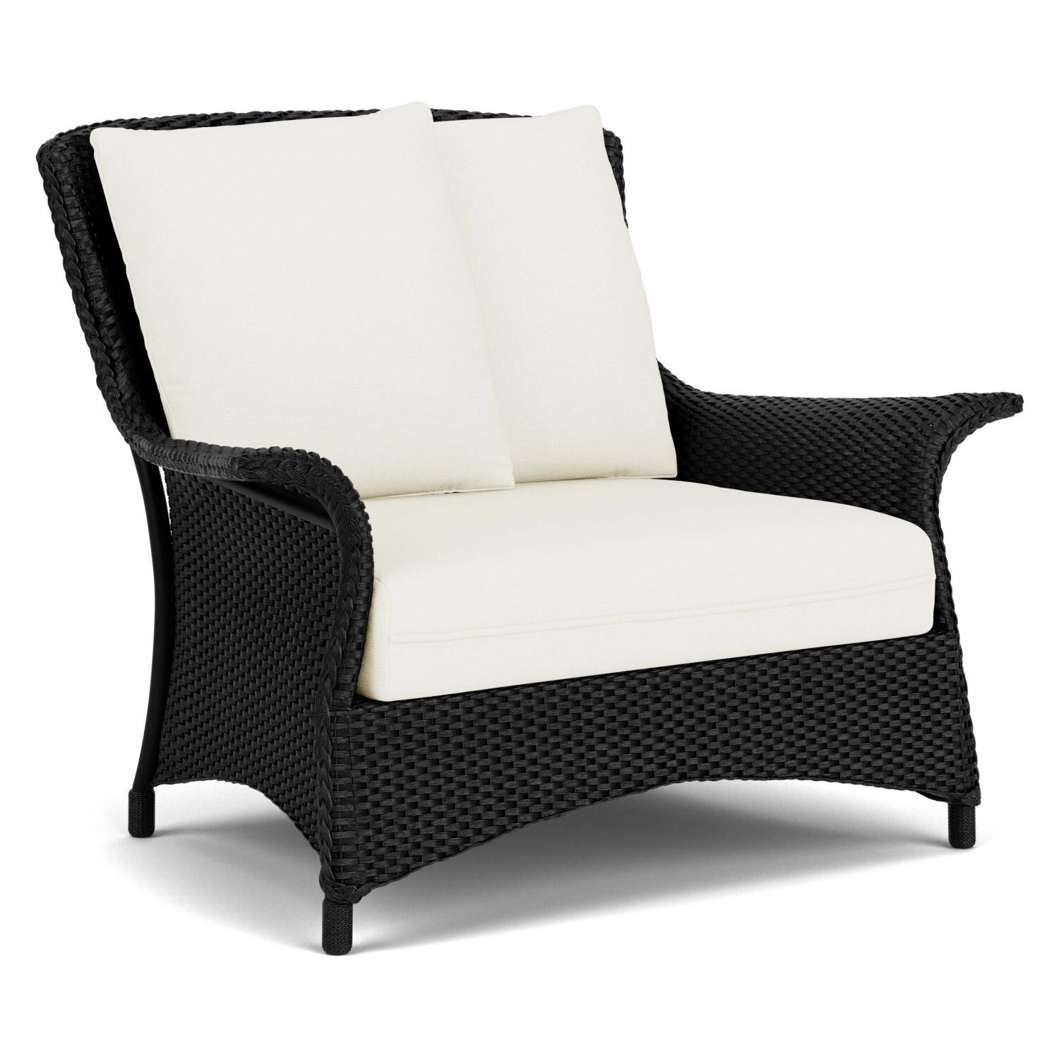 Lloyd Flanders Mandalay Chair and a Half in Ebony Finish with Sailcloth Salt Fabric - Angled thumbnail