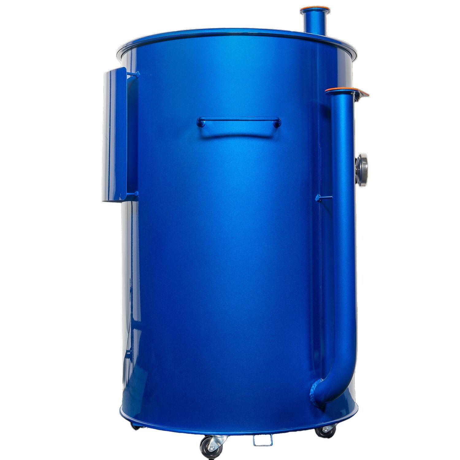 Gateway Drum Smokers 55144 55 Gallon Charcoal BBQ Smoker - Glossy Blue - Right Side - White Background thumbnail