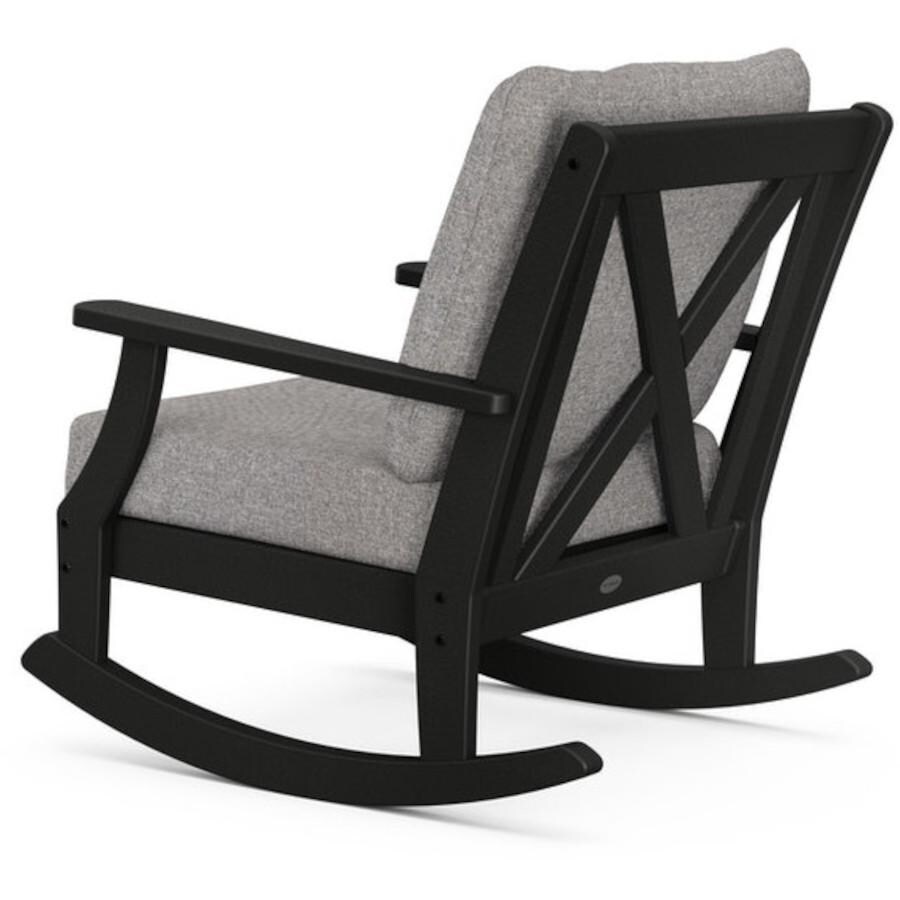 POLYWOOD Braxton Deep Seating Rocking Chair in Black / Grey Mist Rear View thumbnail