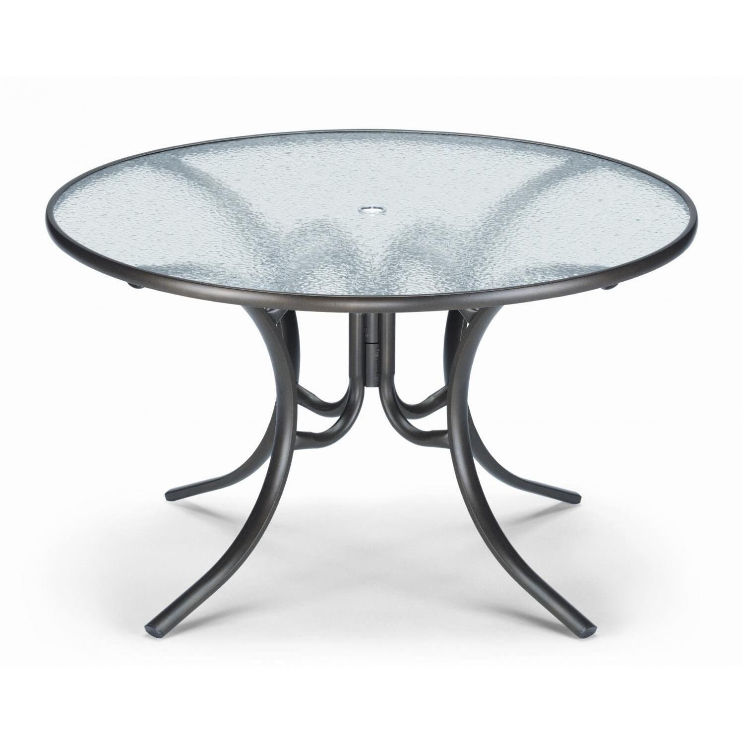 Telescope Casual 48 Inch Round Aluminum Patio Dining Table With Glass