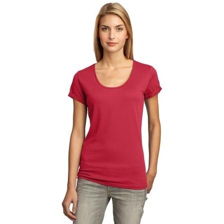 District Threads Ladies Deep Scoop T-Shirt 4XL - Bright Coral