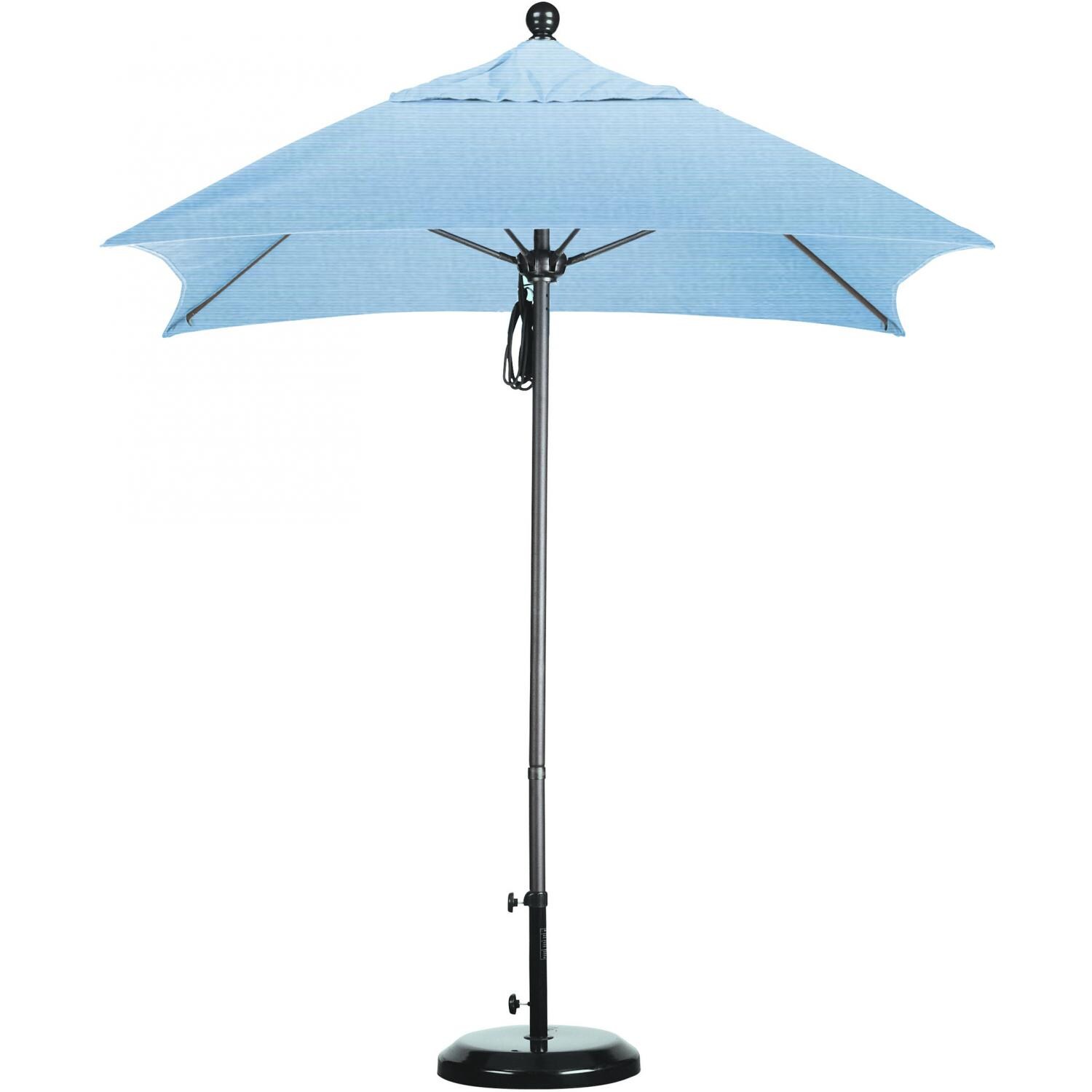 California Umbrella Square 6 Ft Aluminum Patio Umbrella With Pulley Lift And Fiberglass Ribs - Sunbrella Air Blue