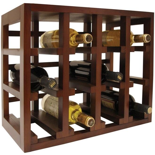 Vinotemp 12 Bottle Stackable Wooden Wine Rack Brown EPSTACK12