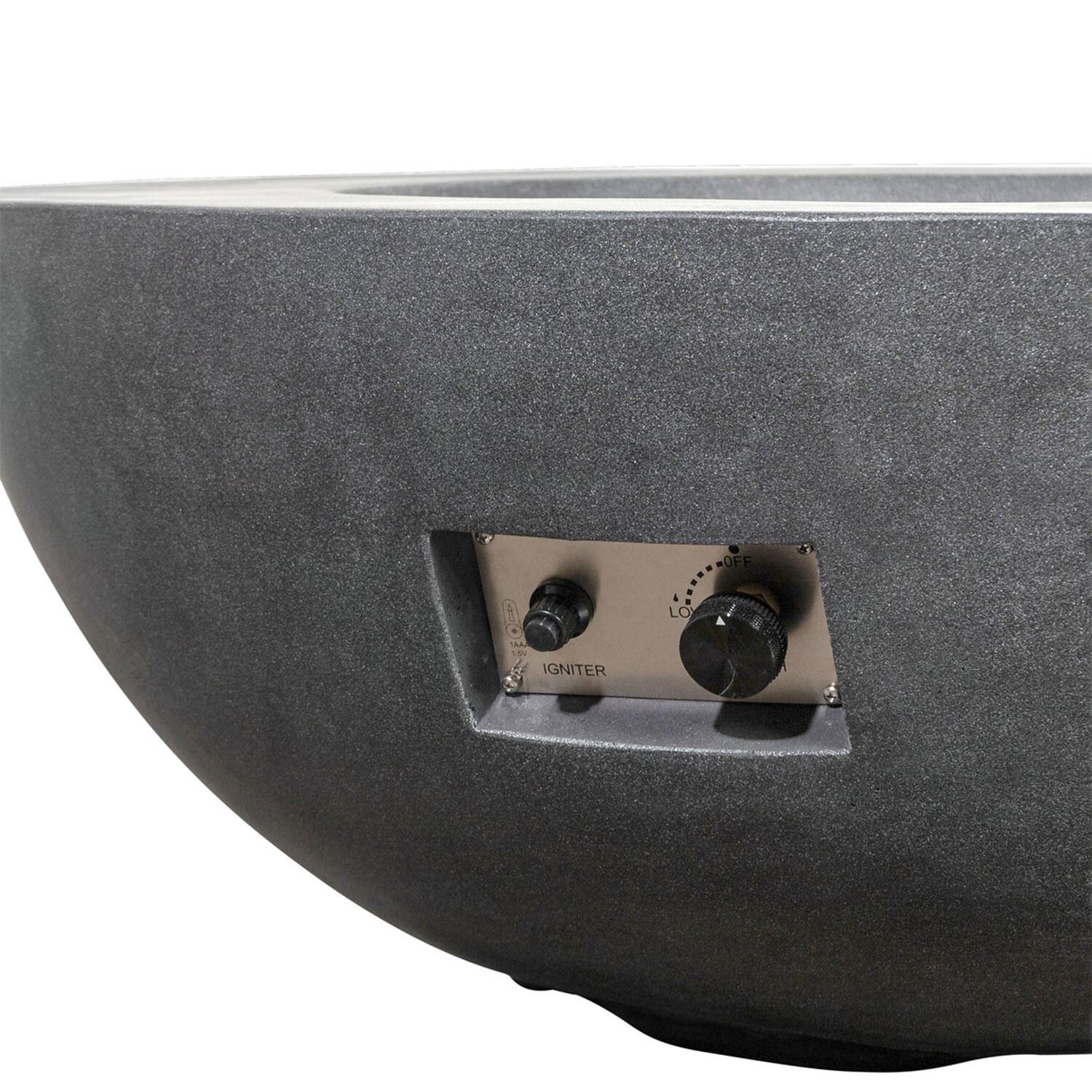 Glenwood 42-in Round Concrete Natural Gas Fire Pit w/ Push Button Ignition in Graphite by Lakeview Outdoor Designs - Control System - Detail thumbnail