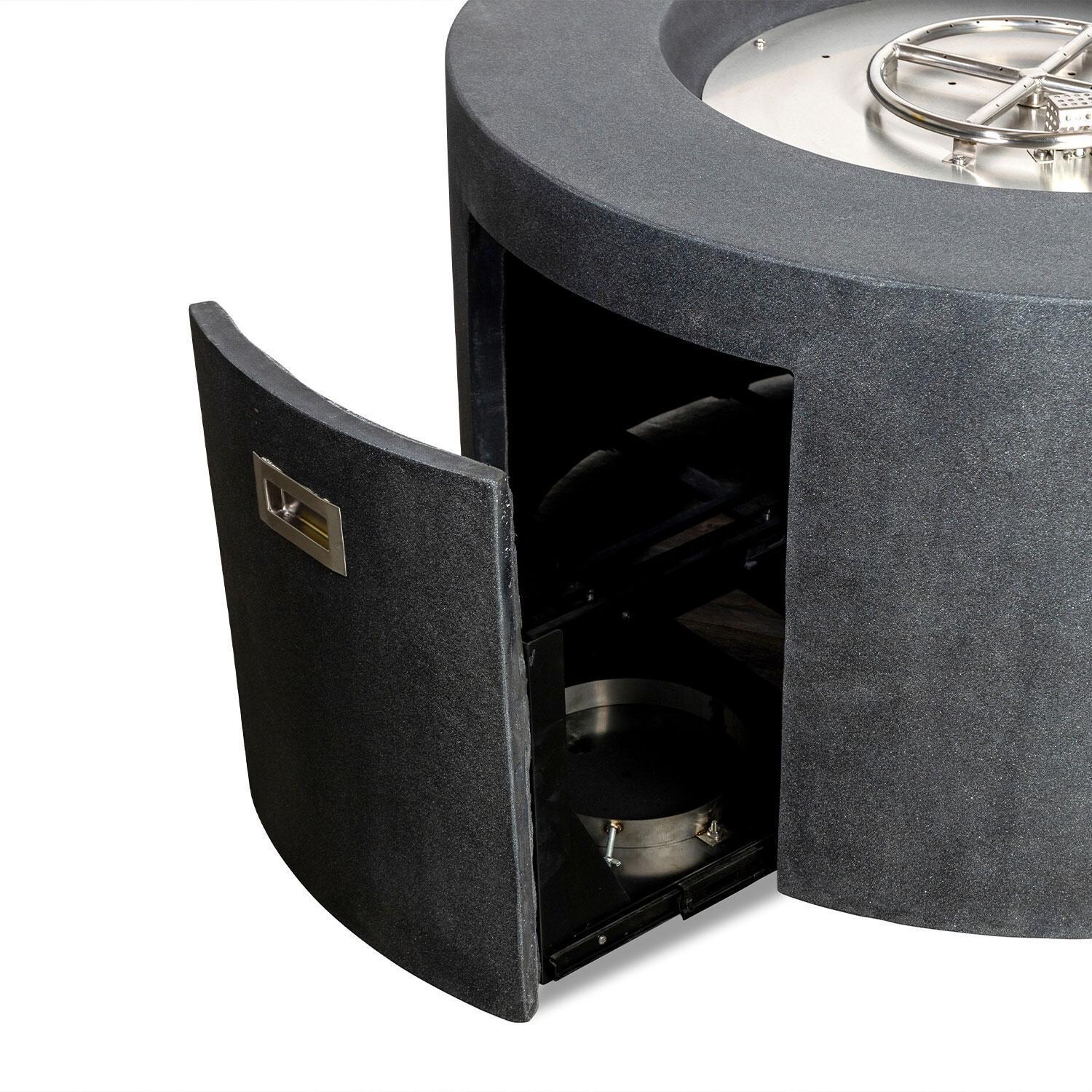 Glenwood 42-in Round Concrete Propane Fire Pit w/ Push Button Ignition in Graphite by Lakeview Outdoor Designs - Hidden Propane Tank - White Background thumbnail