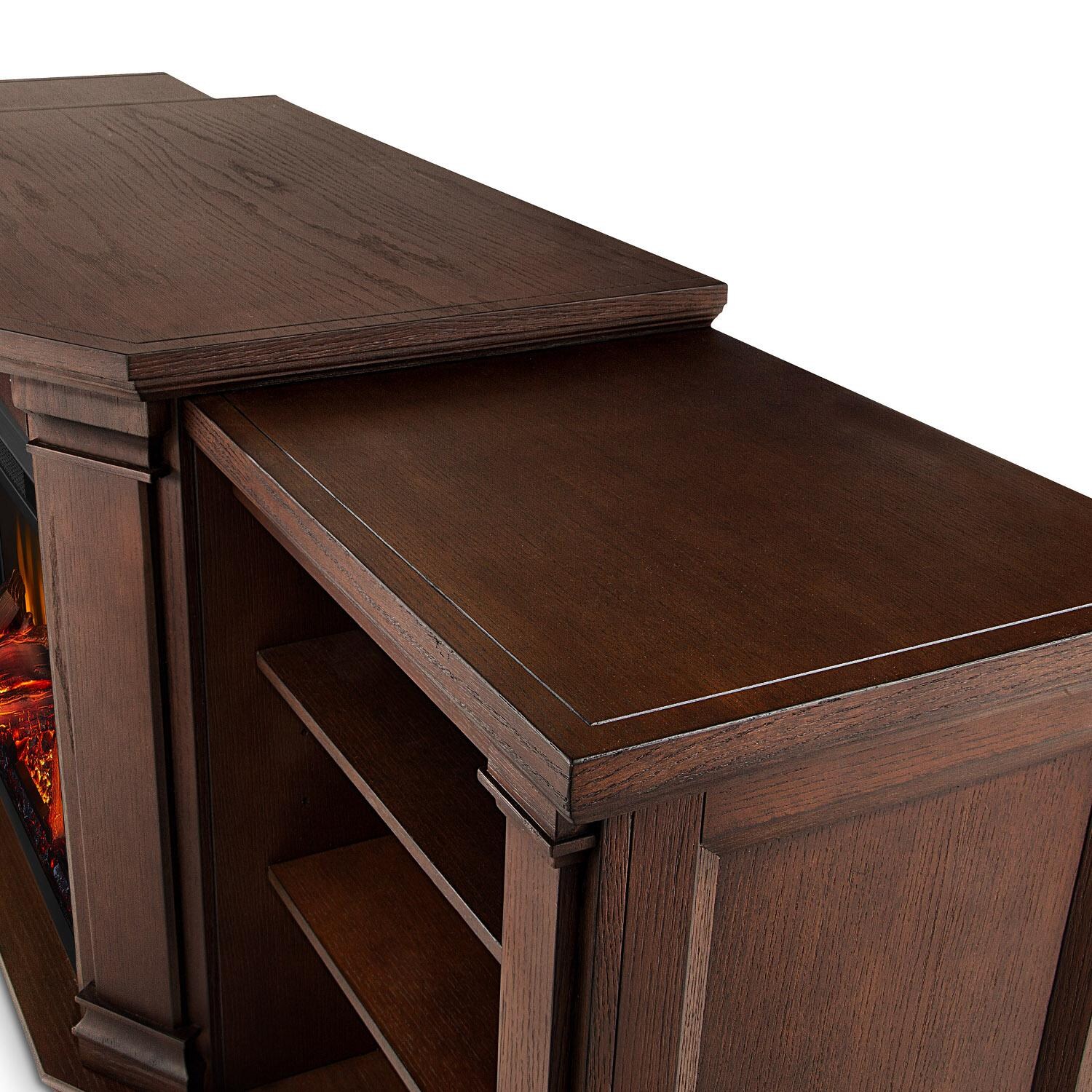 Real Flame - 7930E-CO - Valmont 75-Inch Electric Fireplace Entertainment Center - Chestnut Oak - Corner Detail thumbnail
