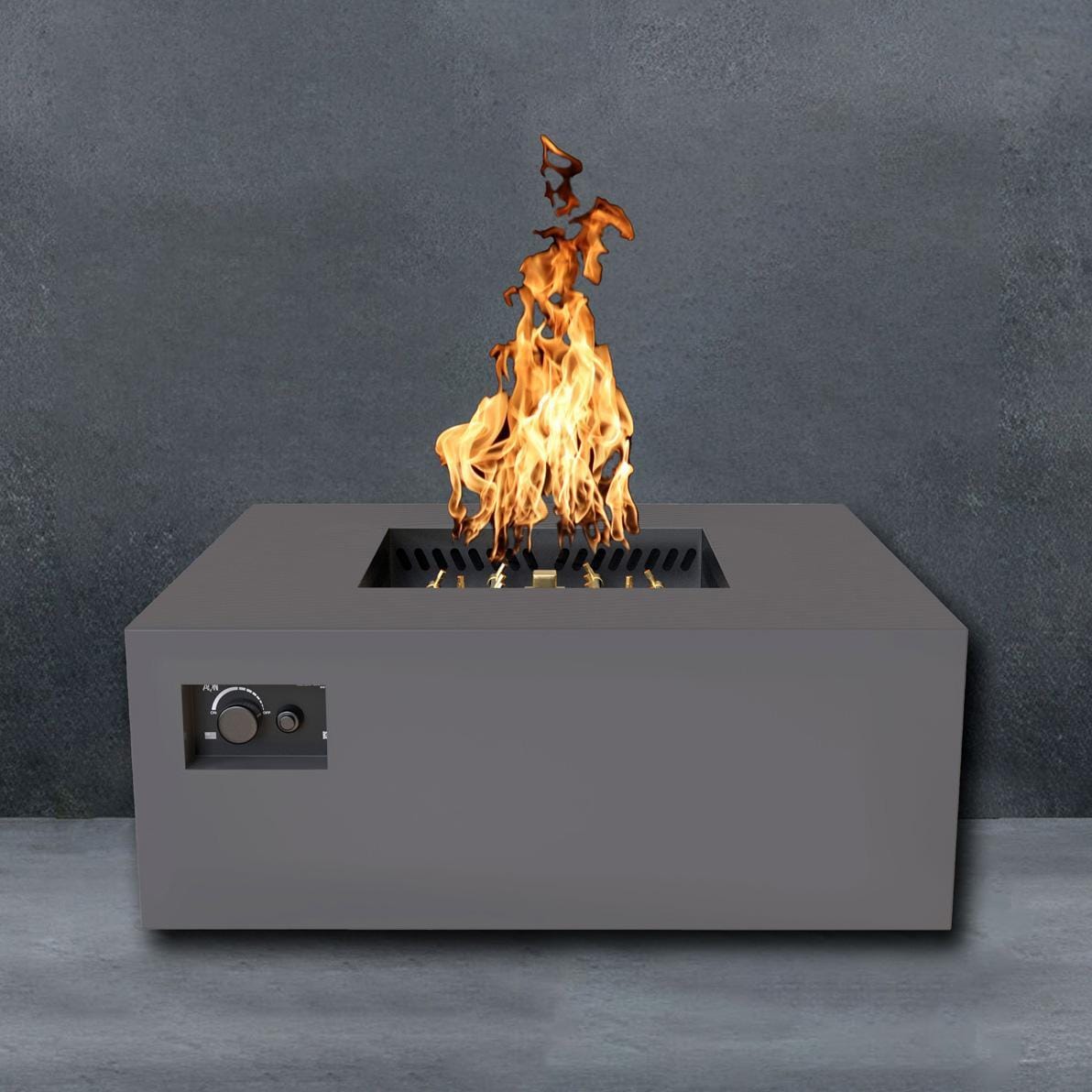 AON 40 Inch Square Powder Coated Steel Propane Fire Pit Table in Charcoal By Warming Trends - Fire - Detail thumbnail
