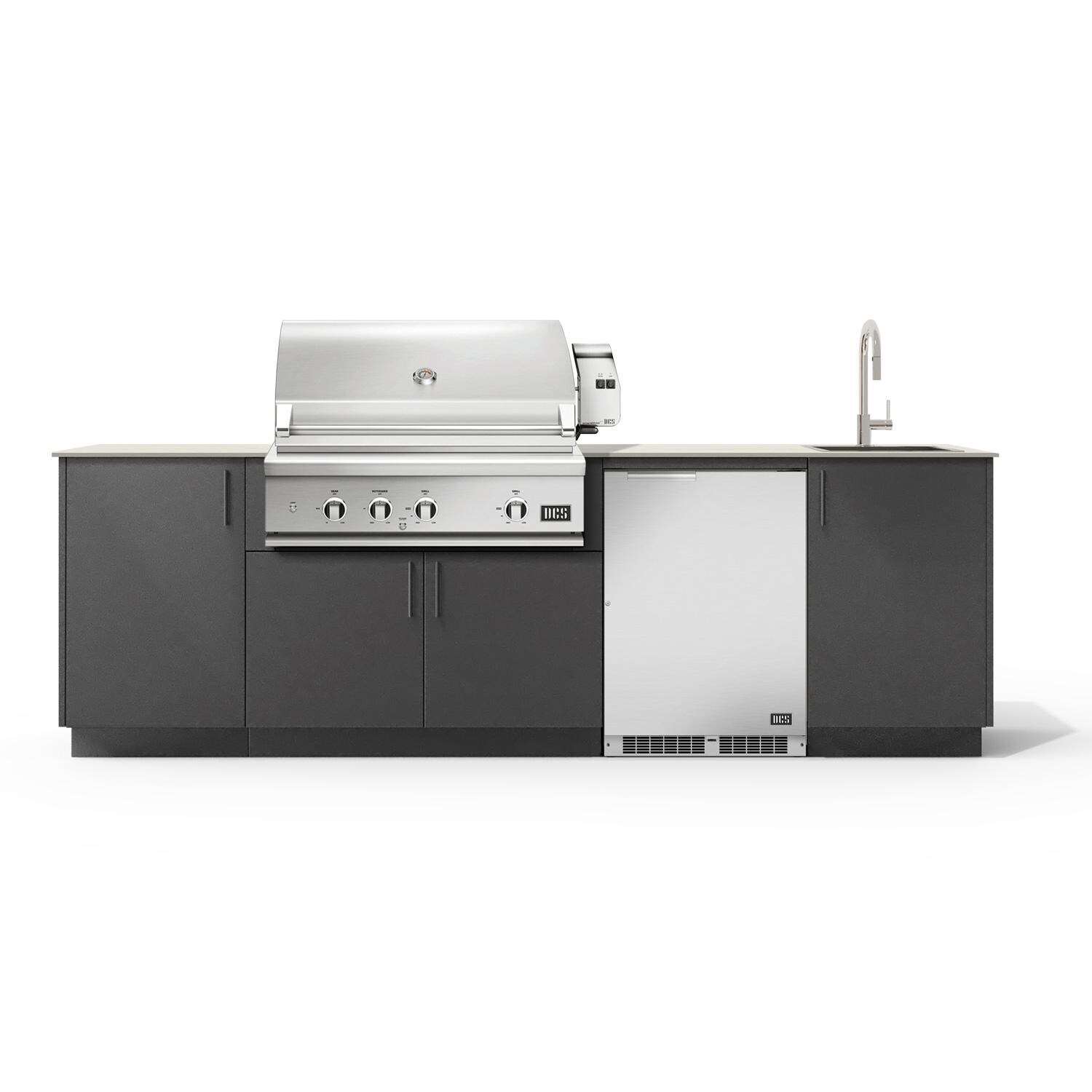 Urban Bonfire Cove 36 Outdoor Kitchen w/ DCS Natural Gas Grill, Sink, Refrigerator, Danae Dekton Countertop & Anthracite Finish - B-Cove-36-DCS-Danae-Anthracite