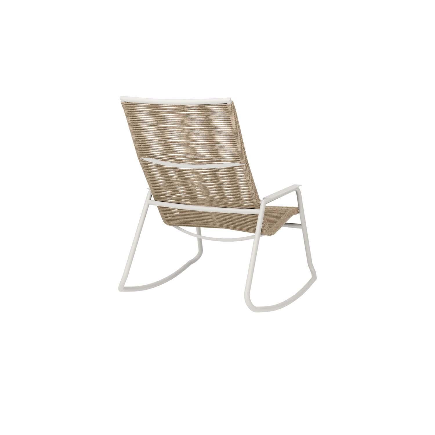 Cabana Wicker High Back Rocking Club Chair in Barley/Bone By Ebel - Back View - White Background thumbnail