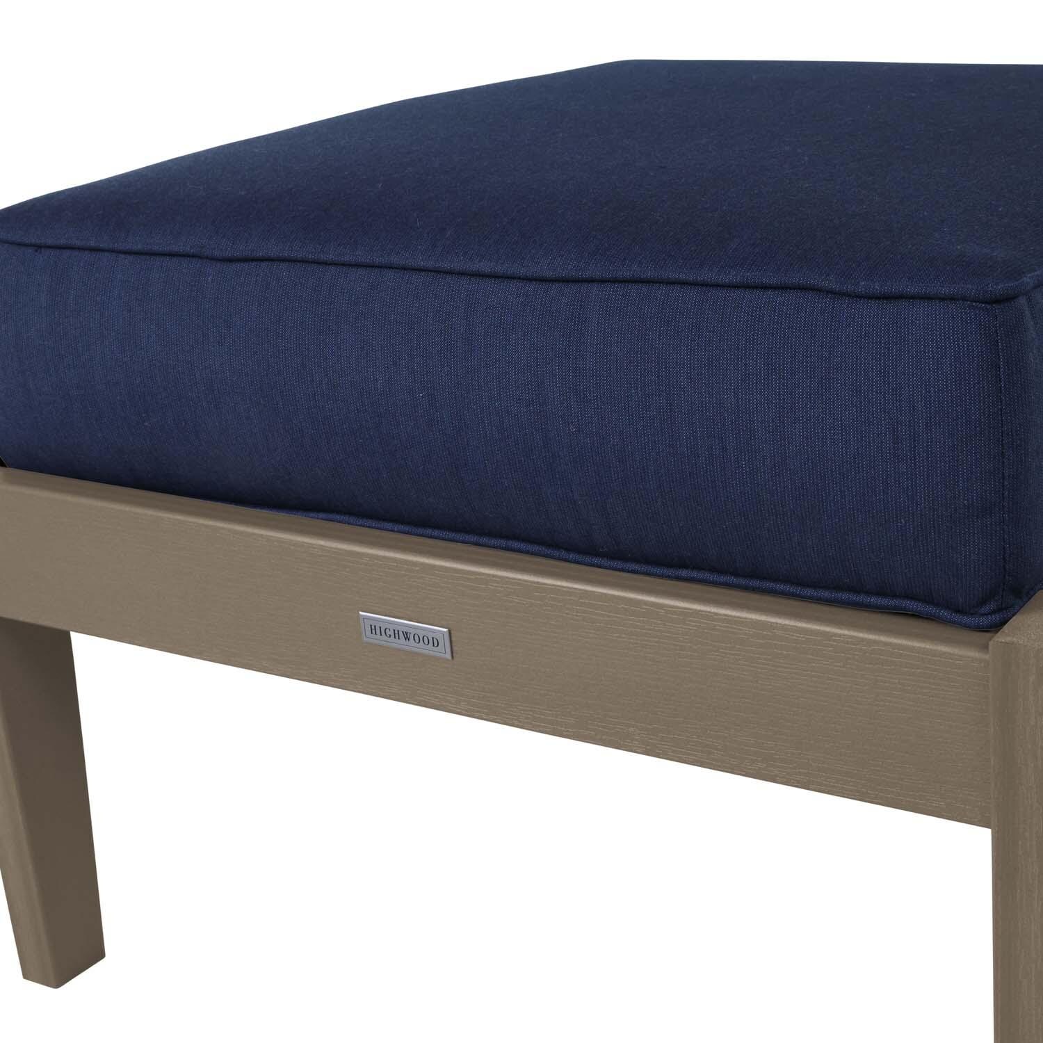 Blushing Bay Recycled Plastic Ottoman in Spectrum Indigo/Woodland Brown by Lakeview Outdoor Designs - Frame - Detail thumbnail