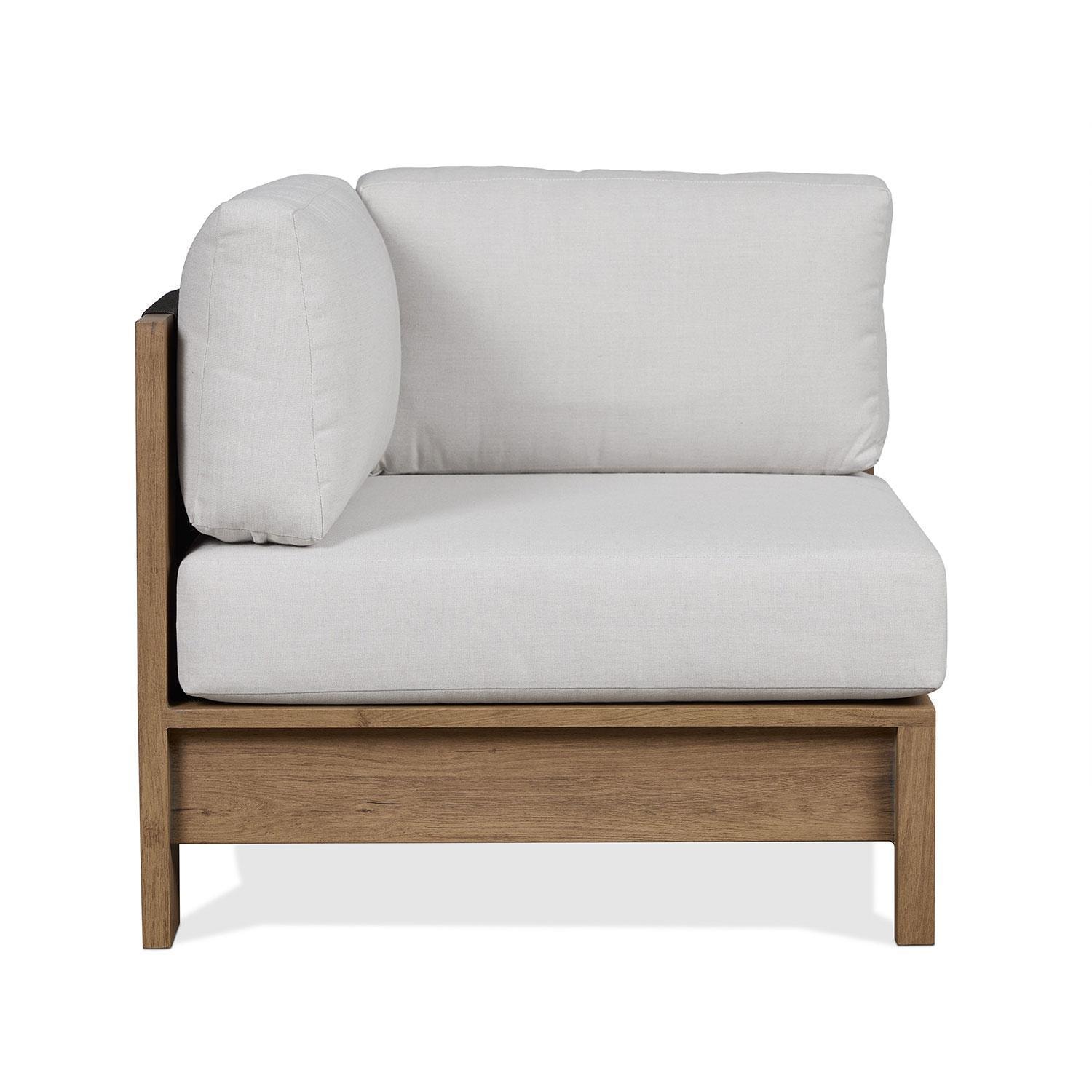 Heritage 33 Inch Corner Outdoor Chair in Beechwood W/ Sunbrella Cushions by Lakeview Outdoor Designs - Three Included - White Background thumbnail