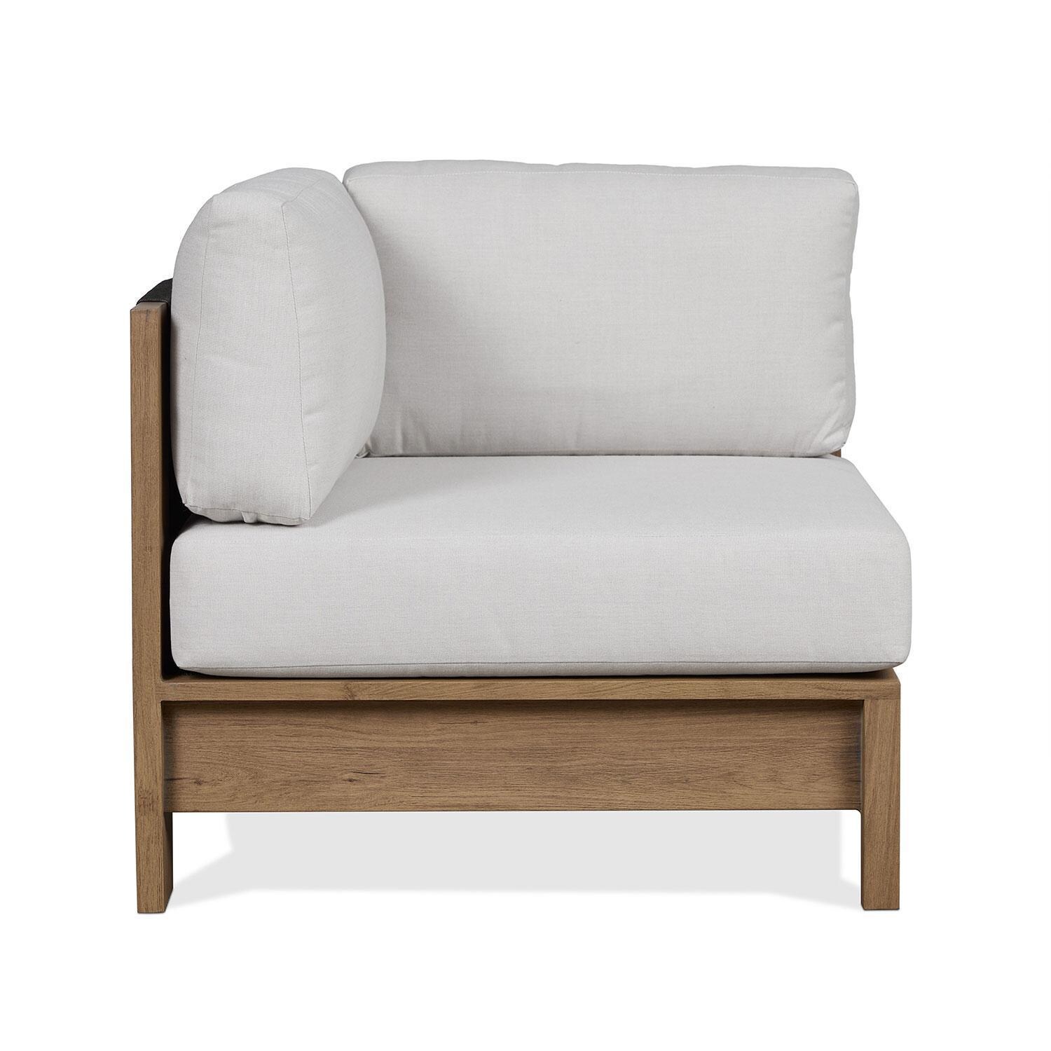 Heritage 33 Inch Corner Outdoor Chair in Beechwood W/ Sunbrella Cushions by Lakeview Outdoor Designs - Three Included - White Background thumbnail