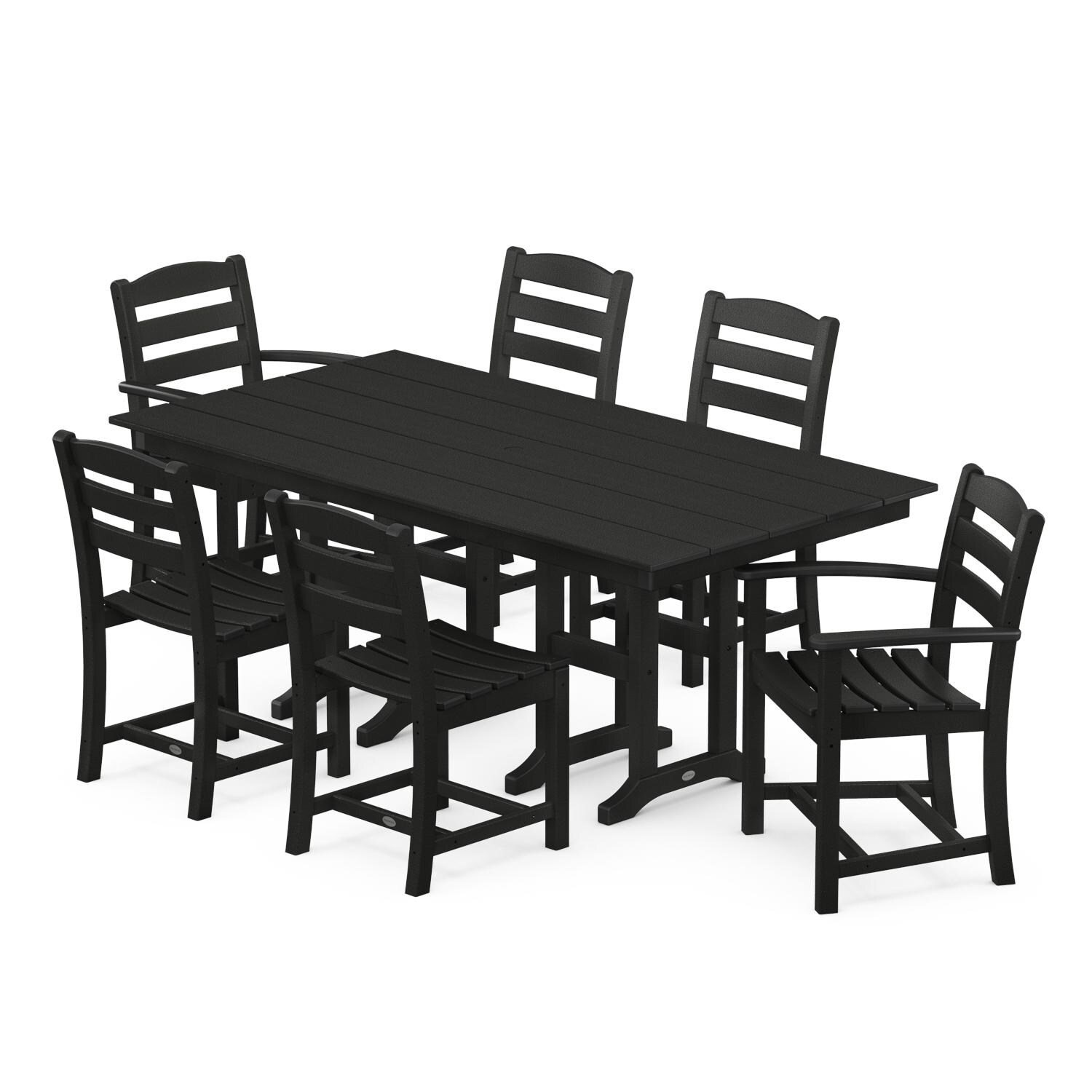 POLYWOOD La Casa Cafe 7 Piece Farmhouse Dining Set - Black