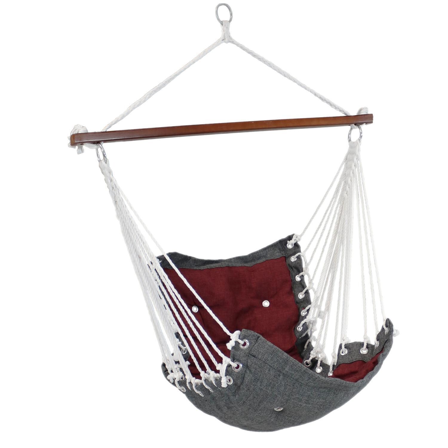 Ultimate Patio Tufted Victorian Hanging Hammock Swing - Red thumbnail