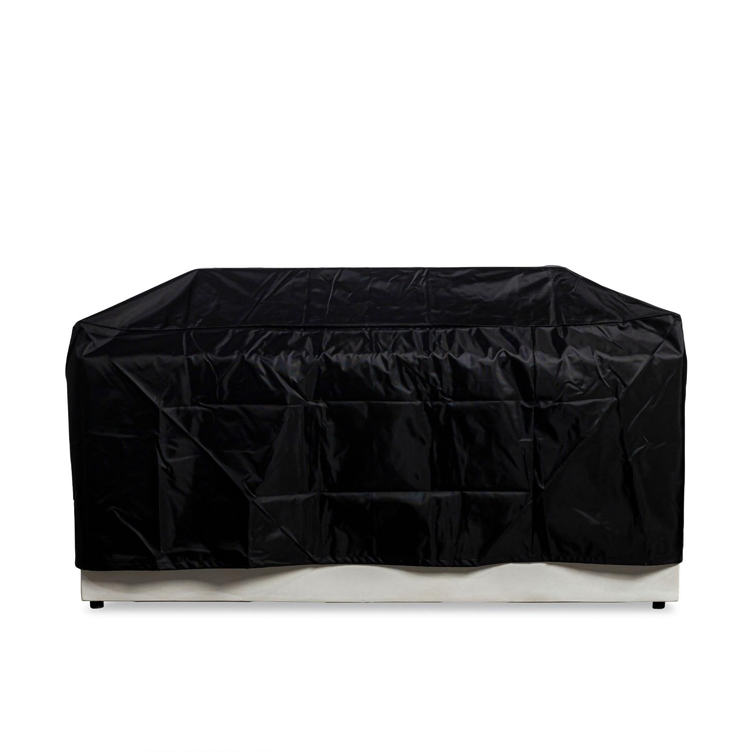 Glenwood 55-in Rectangular Concrete Propane Fire Pit in White by Lakeview Outdoor Designs - Cover On - Detail thumbnail