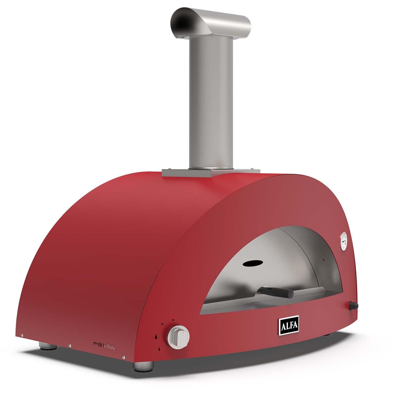 Alfa FXMD-3P-MROR-U Moderno 3 Pizze Natural Gas Pizza Oven - Antique Red - Right Angled View - White Background thumbnail